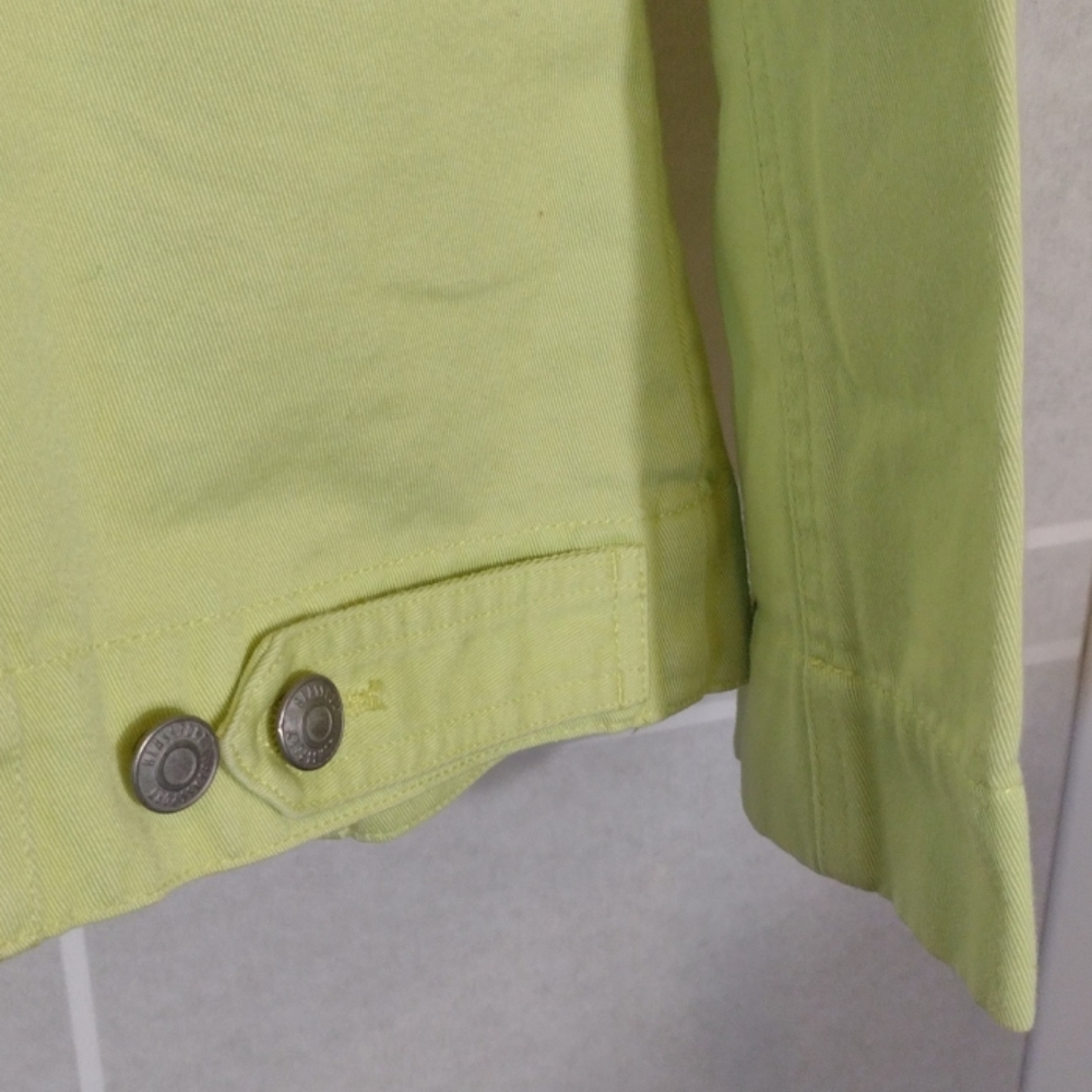Bill Blass lime green denim jeans jacket XL - Picture 4 of 7